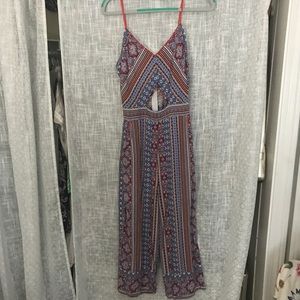 Shine Star Juniors Keyhole Printed Jumpsuit size L